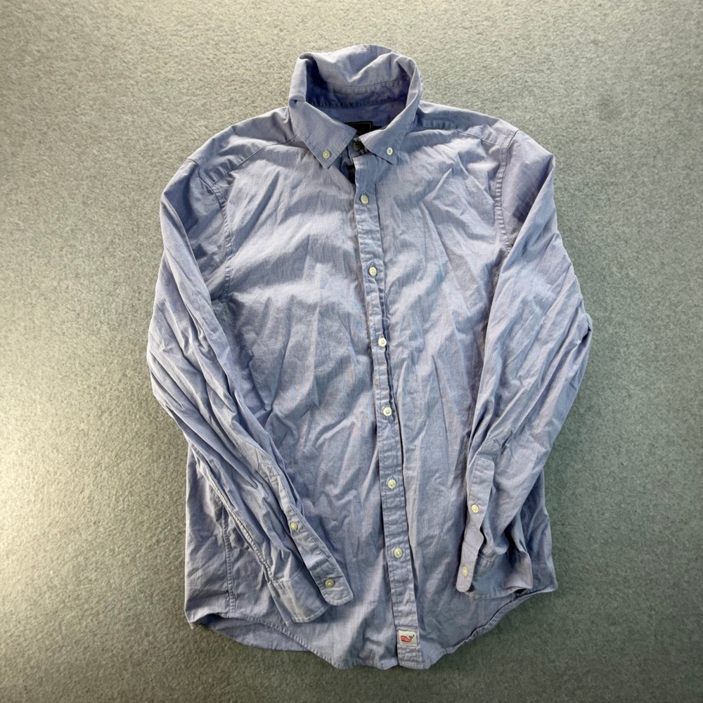 Vineyard Vines Mens Classic Fit Murray Shirt Blue Cotton Stretch Long Sleeve S